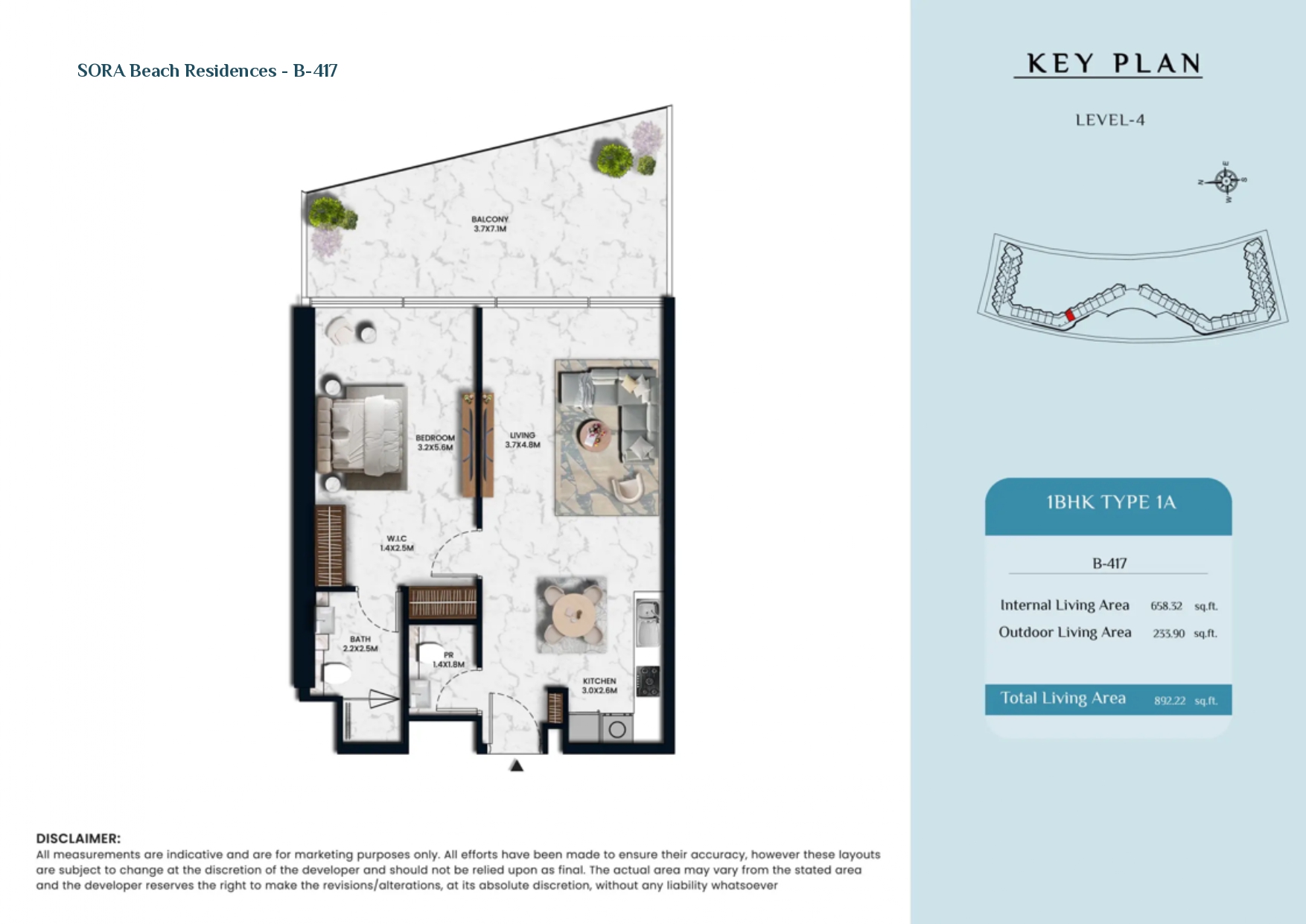 90 Degree South - 1BR-Type 1A
