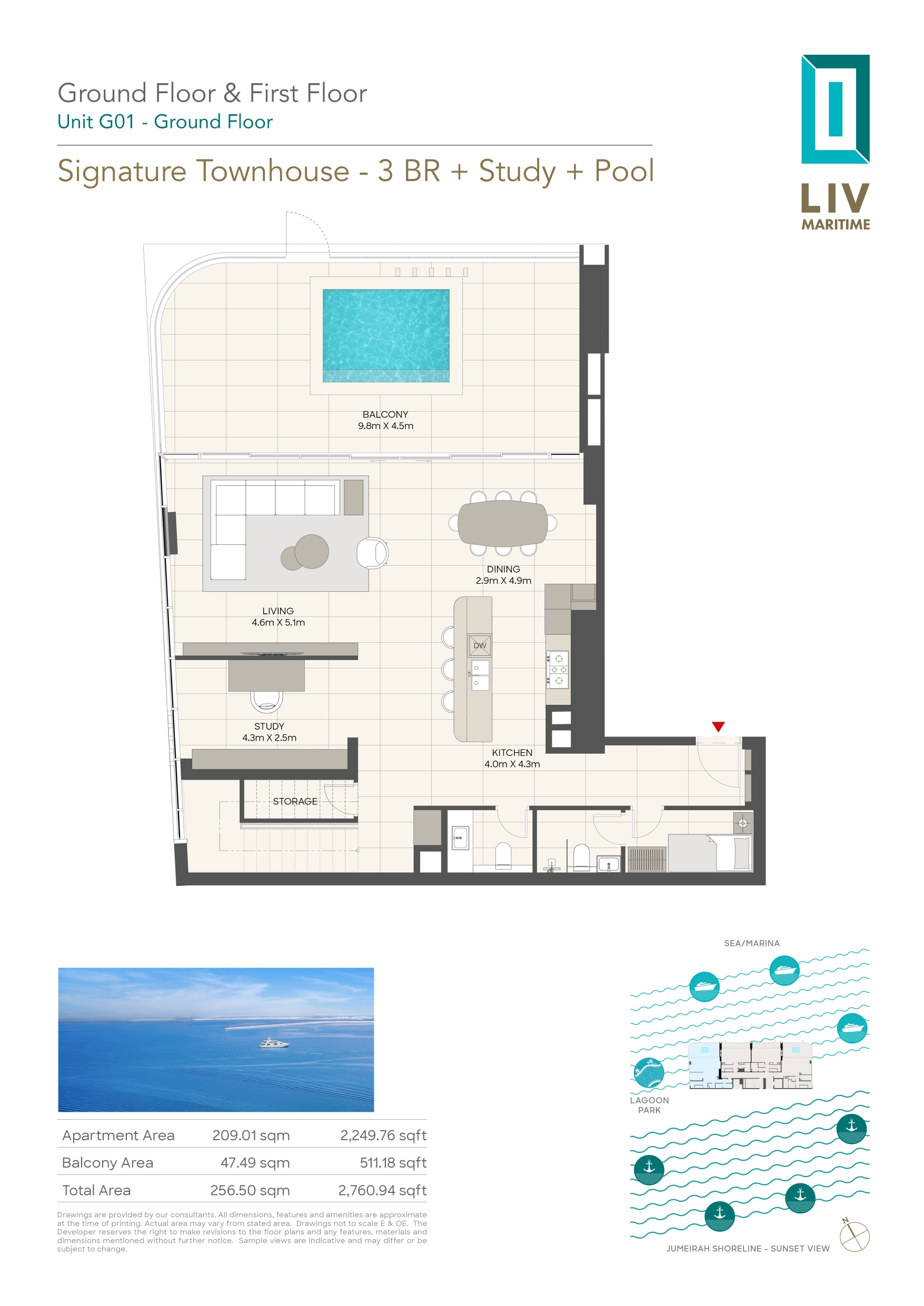90 Degree South - 3BR TH-G01 GF