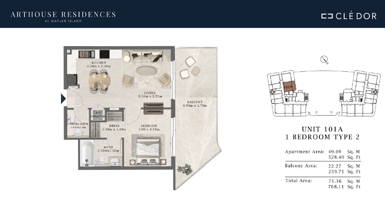 90 Degree South - 1BR-Type 2