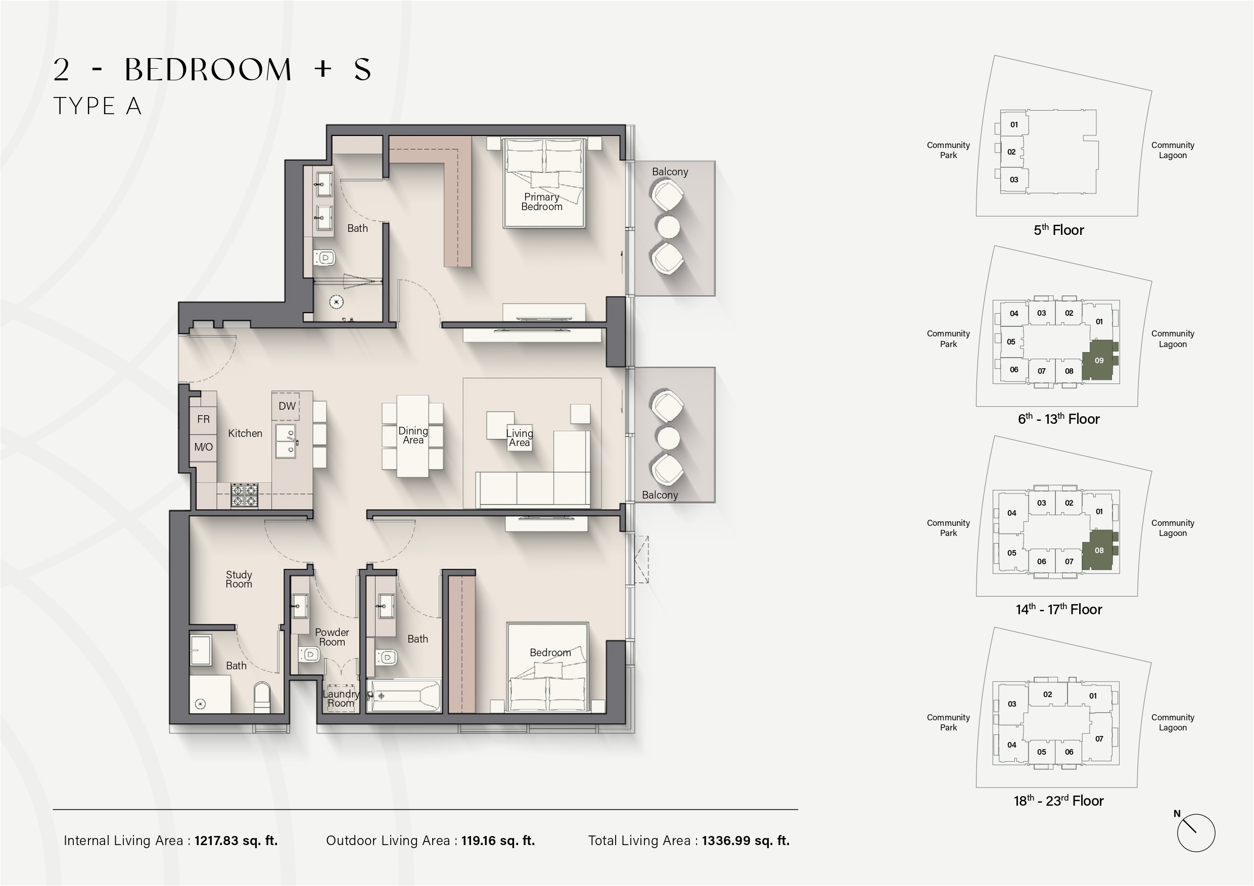 90 Degree South - 2BR + STUDY