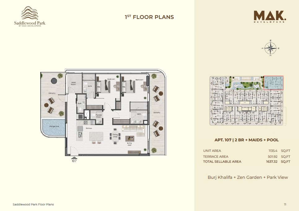 90 Degree South - 2BR + MAIDS