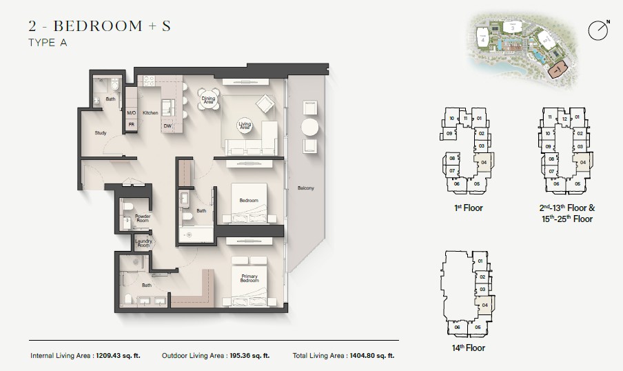 90 Degree South - 2BR + STUDY