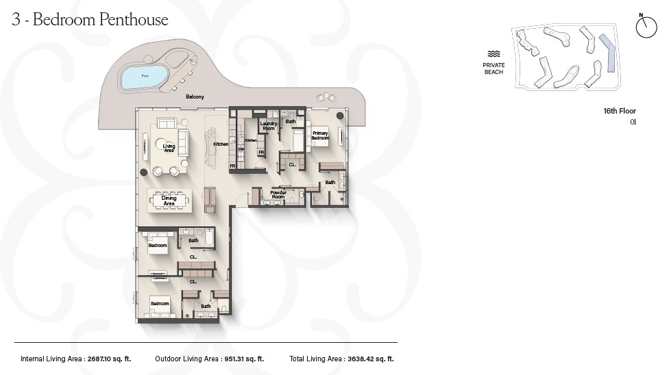 90 Degree South - 3BR PENTHOUSE