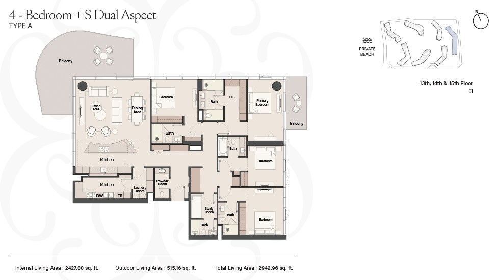 90 Degree South - 4BR + STUDY
