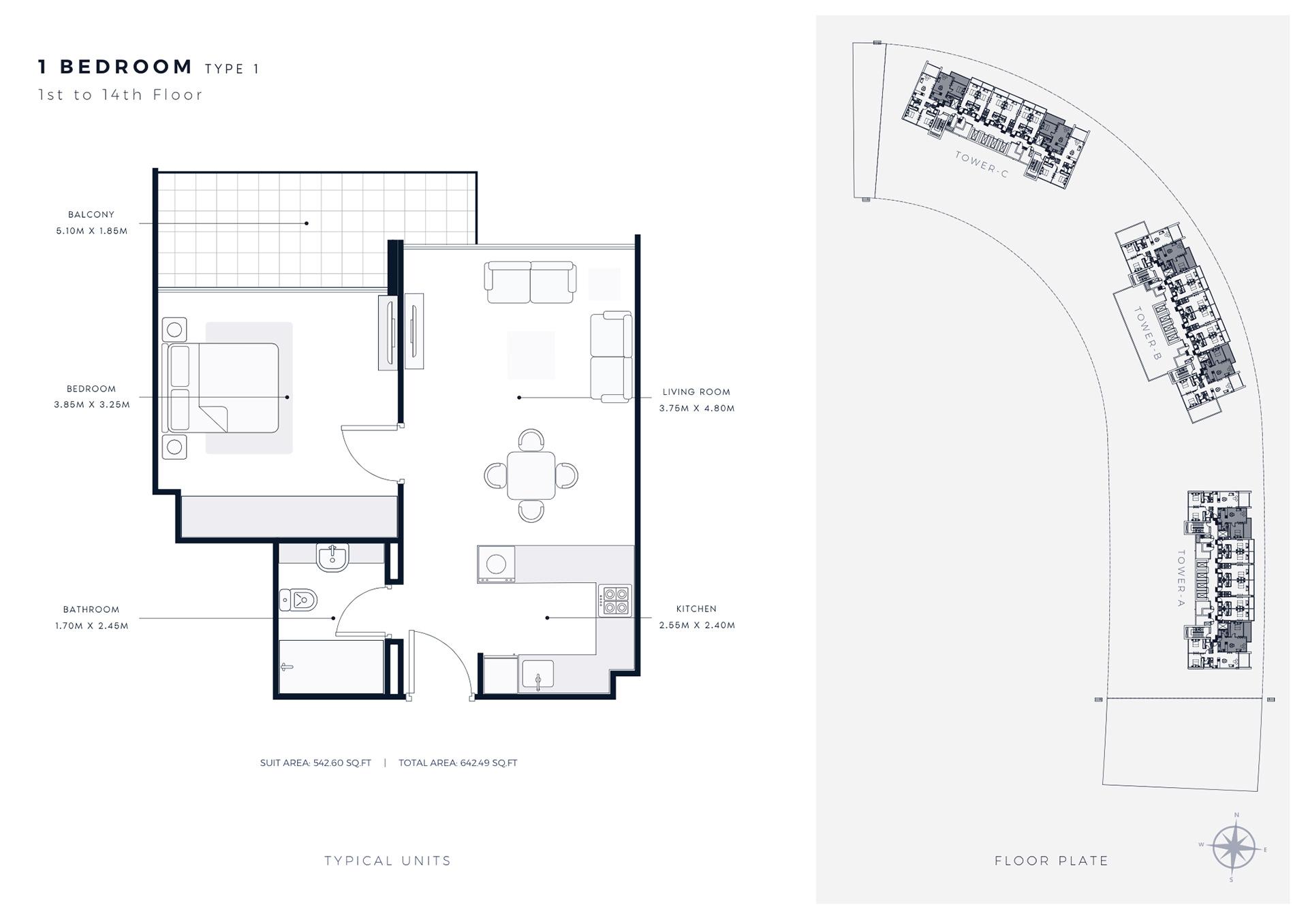 90 Degree South - 1 BR Type 1